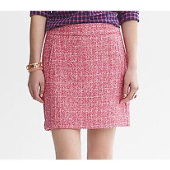 Banana Republic Tweed Wool Mini Skirt Size 12 Parrot Pink - Picture 1 of 9
